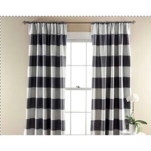 Gray and White Sateen Striped Window Curtain 2 Panels 52"x84"